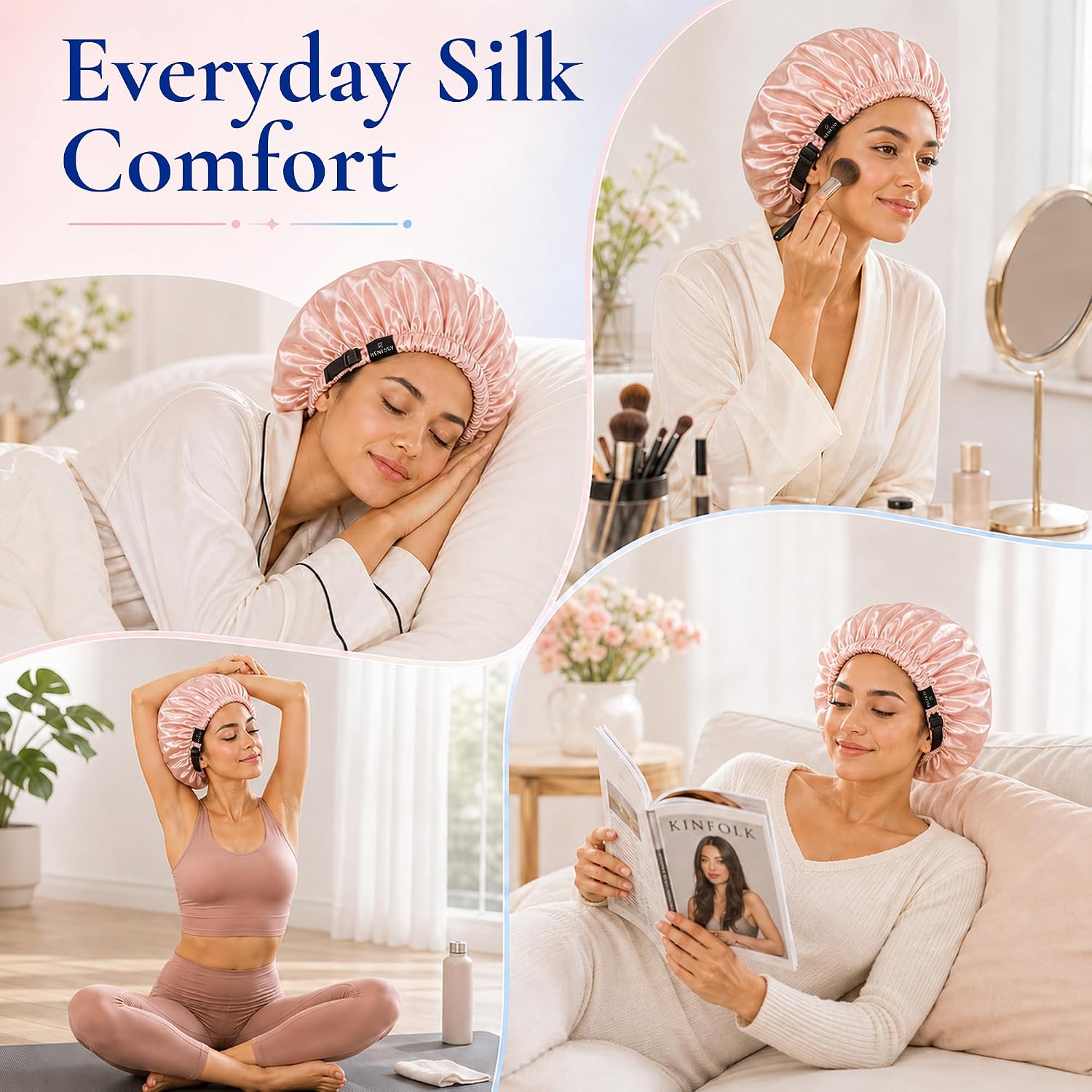 Thumbnail 5 de RENESSY Silk Bonnet, 22 Momme Organic Mulberry Silk Sleep Cap
