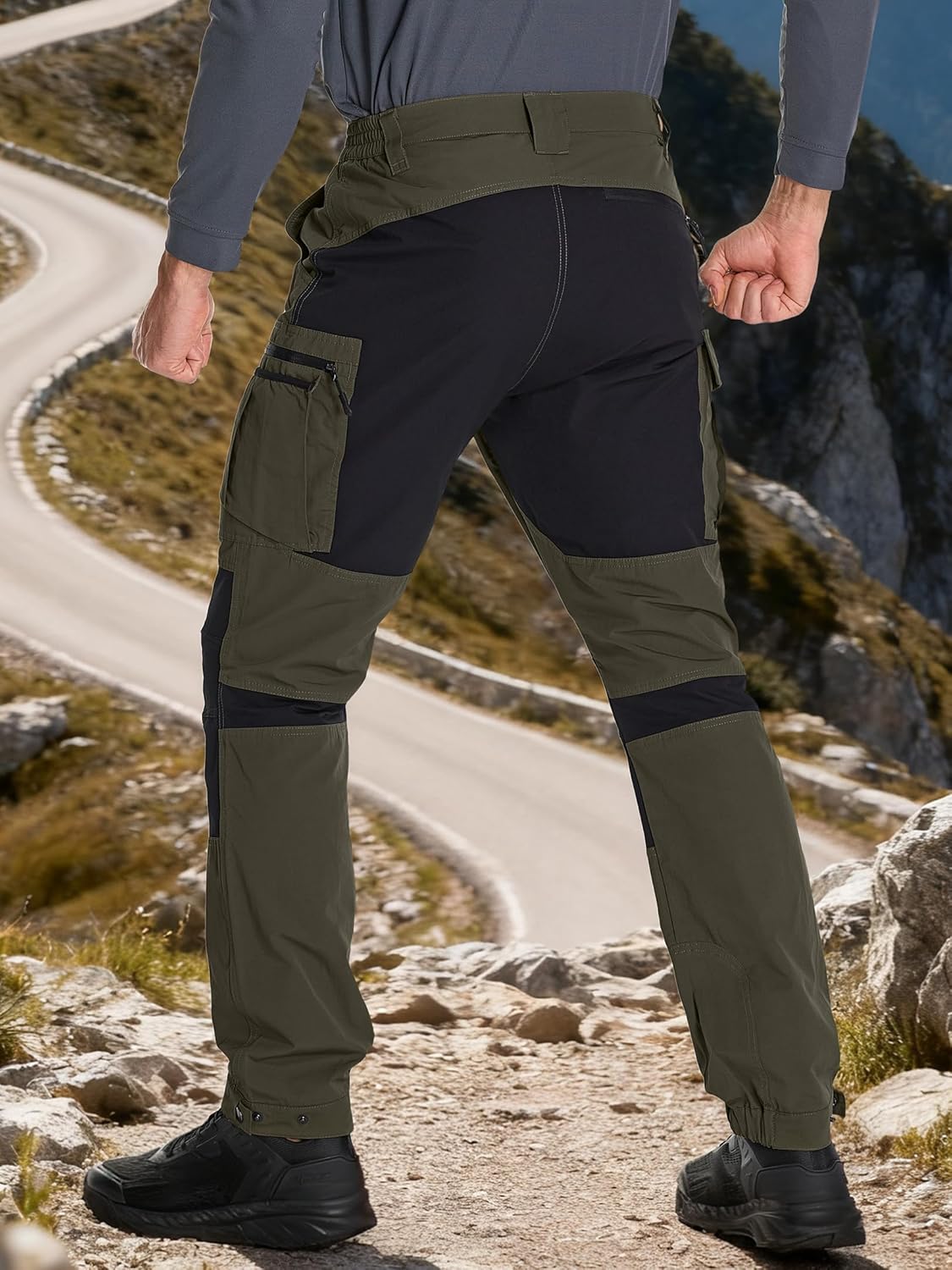 Detalle de Peysuck Men's Waterproof Hiking Trousers: Breathable, Lightweight Tactical Outdoor Cargo Pants