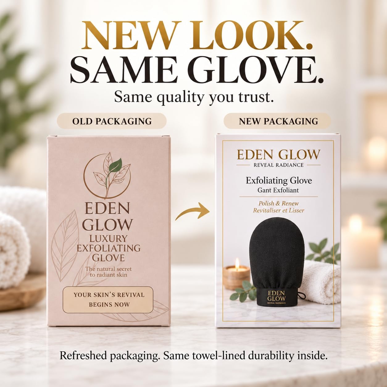 Detalle de Eden Glow Exfoliating Body Mitt, Black Cotton and Viscose