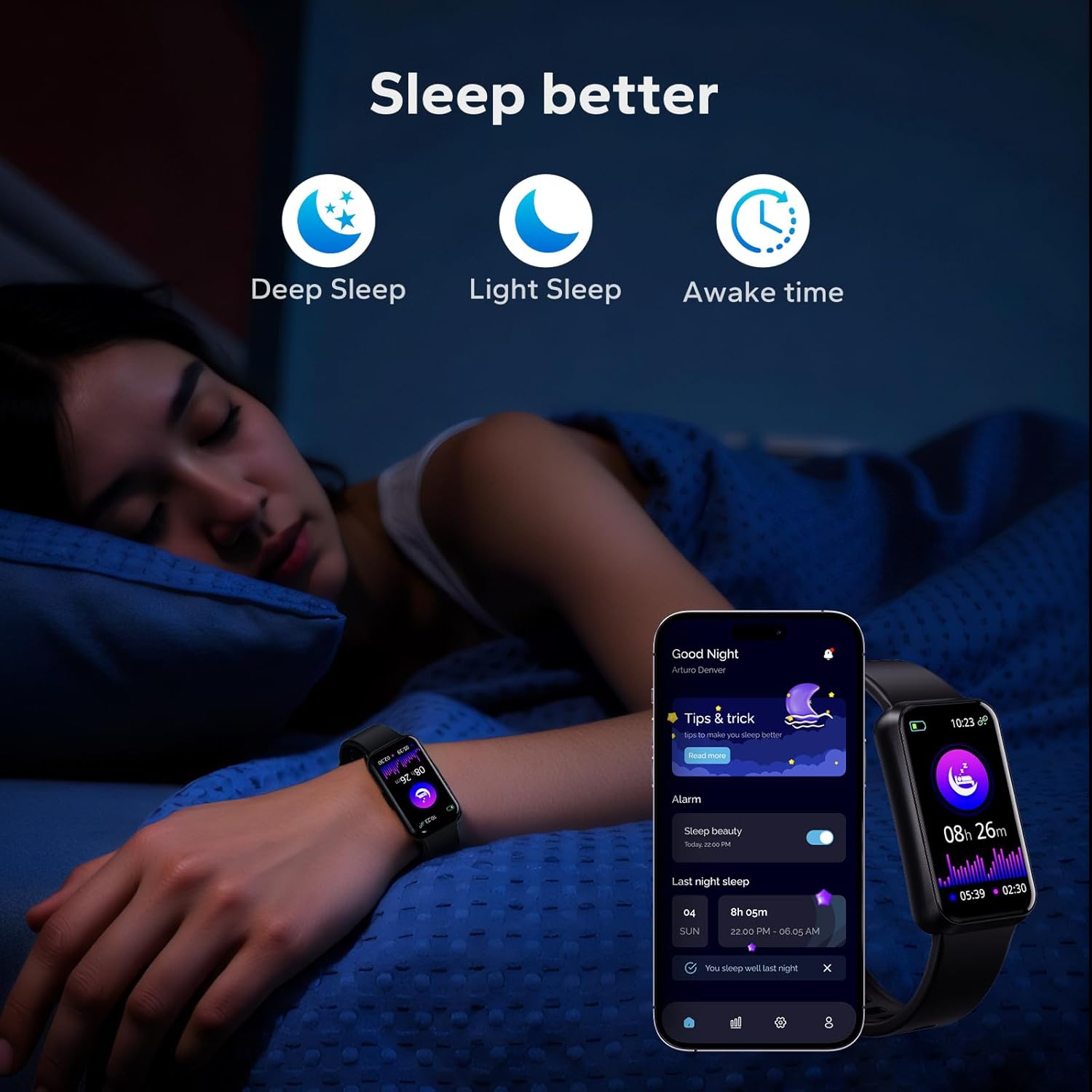Thumbnail 5 de pixtlcoe Fitness Tracker 1,47 Zoll OLED
