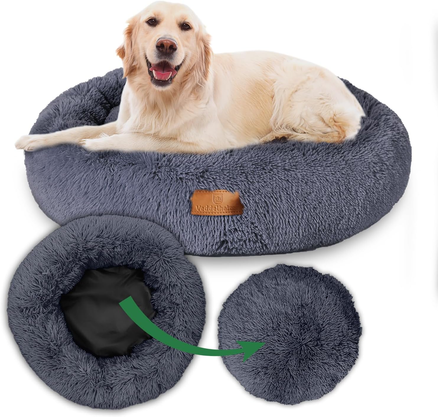Detalle de Veddelholzer Hundebett Ø 60 cm Dunkelgrau