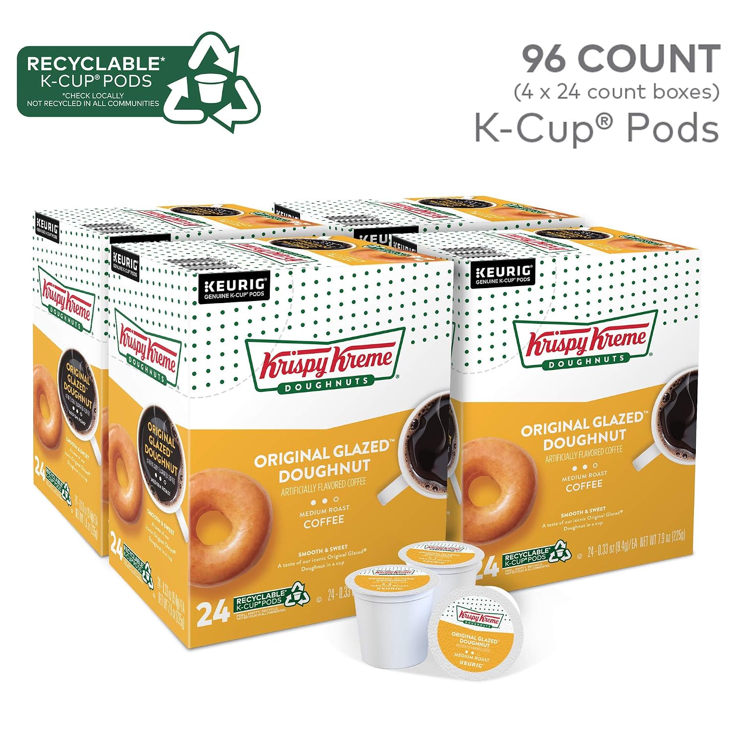 Detalle 2 de Krispy Kreme 5000199538-96 Original Glazed Doughnut Medium Roast K-Cup Pods, 96 Count