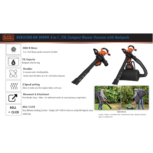 Thumbnail 7 de BLACK+DECKER BEBLV300-QS soffiatore, aspiratore e trituratore 3 in 1, 3000 W
