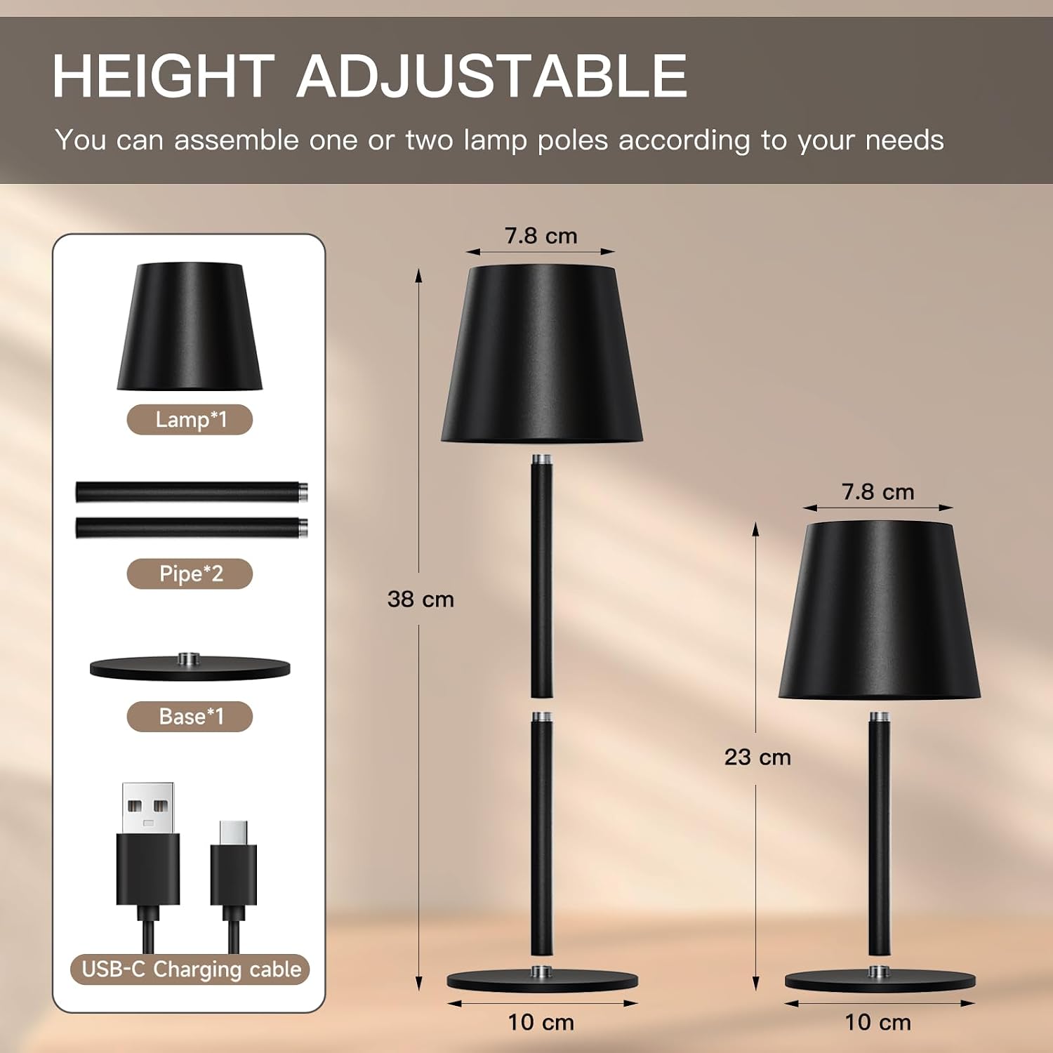 Detalle de DILUMEN LED Akku-Tischlampe mit Touch 3000K