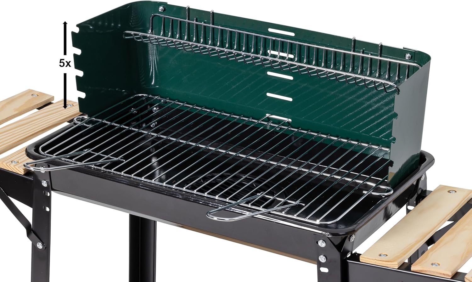 Thumbnail 1 de aro Aro barbacoa de carbón con ruedas verde, 2 rejillas y 2 mesas auxiliares