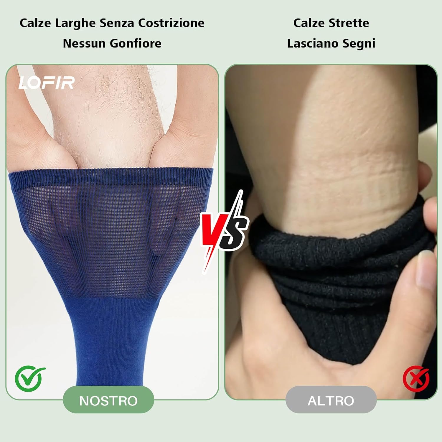 Thumbnail 5 de LOFIR Calze al ginocchio business da uomo in cotone (5 paia) senza elastico e senza cuciture