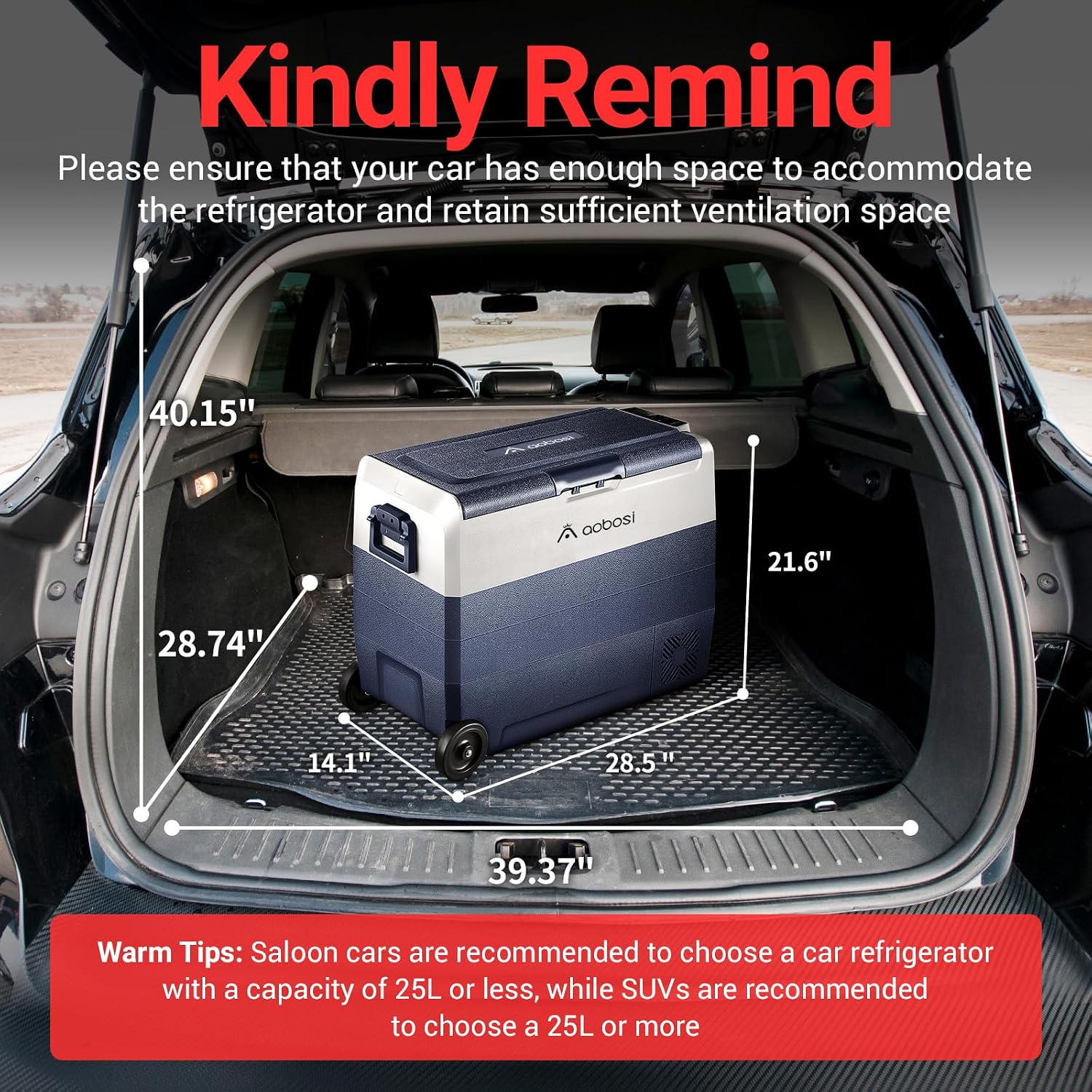 Thumbnail 3 de AAOBOSI 60L Car Fridge Freezer with App Control – Dual Zone Portable Cooler for 12/24V DC & 100-240V AC