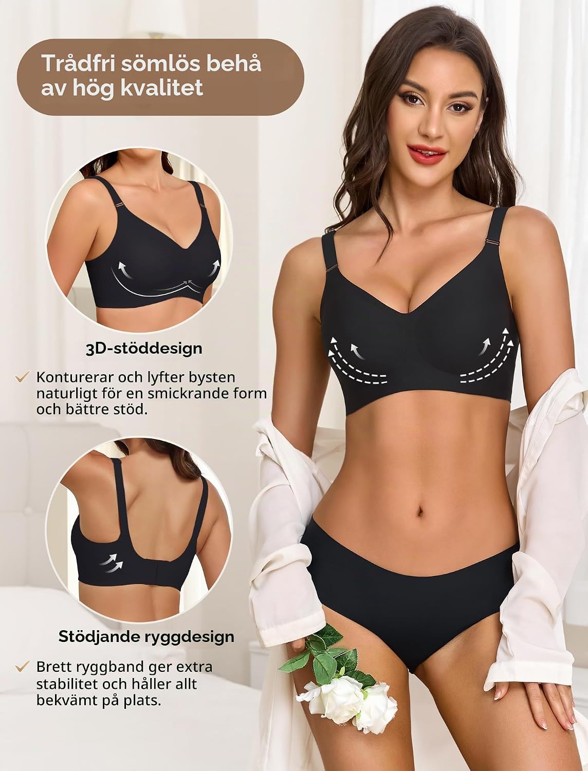 Detalle 2 de EIISSION gelé-bh för kvinnor – sömlös, bygellös med mjuk push-up