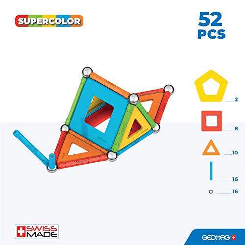 Detalle de Geomag Supercolor Costruzioni Magnetiche per Bambini - Linea Green, 52 Pezzi