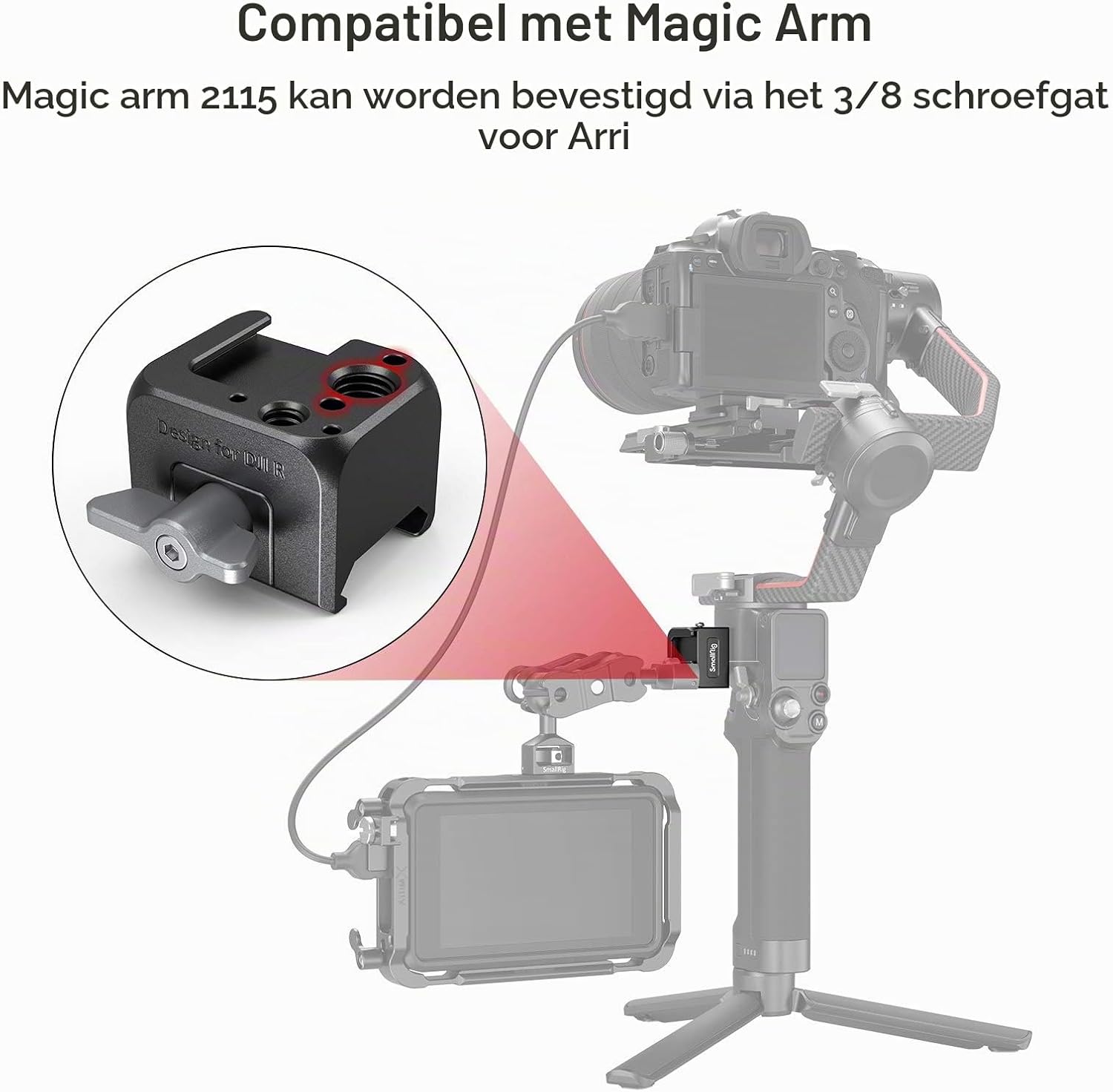 Detalle 1 de SMALLRIG 3025 NATO-klembevestiging voor DJI RS-gimbals met cold shoe