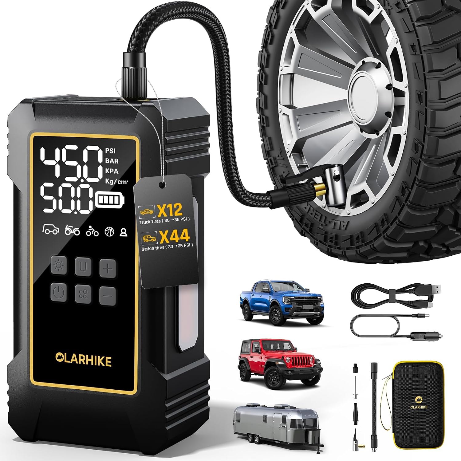 Detalle de OlarHike Powerful 12000mAh Tire Inflator 150PSI