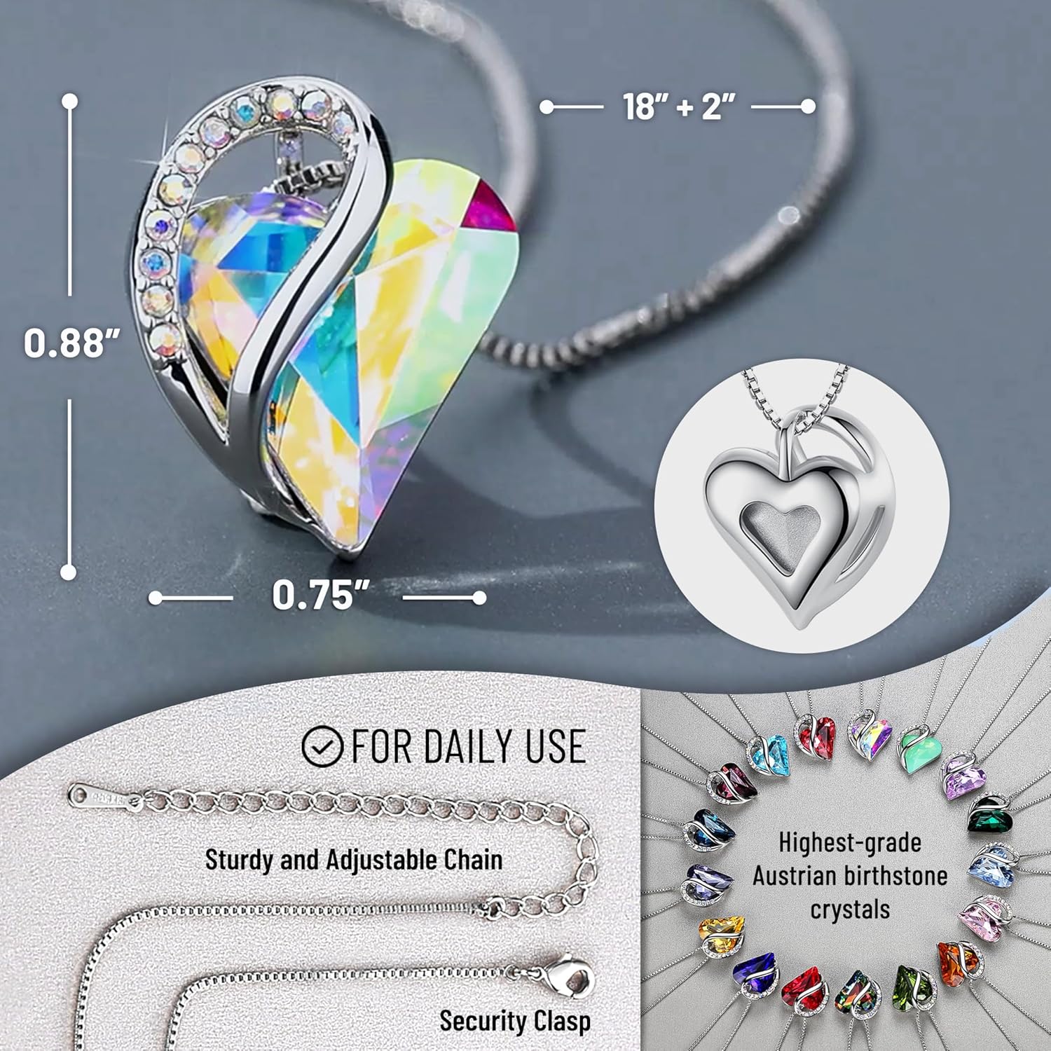 Thumbnail 2 de Leafael Infinity Love Birthstone Necklace 18"
