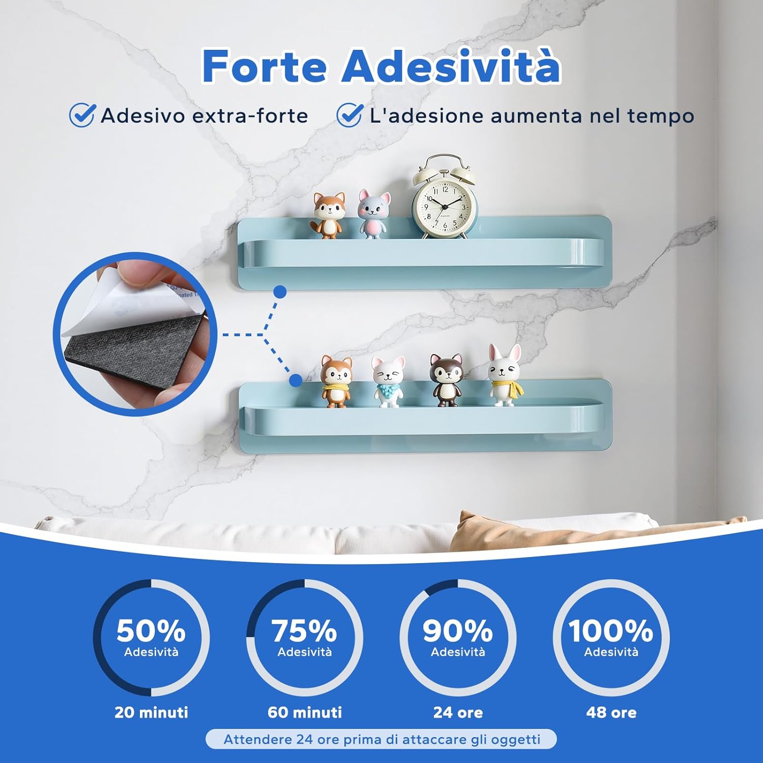 Thumbnail 2 de HOMMAND Pads Biadesivo Extra Forte in schiuma EVA (40 pezzi) quadrati e tondi, nero