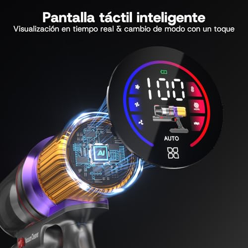 Detalle de Aodebiao V16 aspiradora sin cable 55KPa (600W) con pantalla LED táctil y modo AUTO
