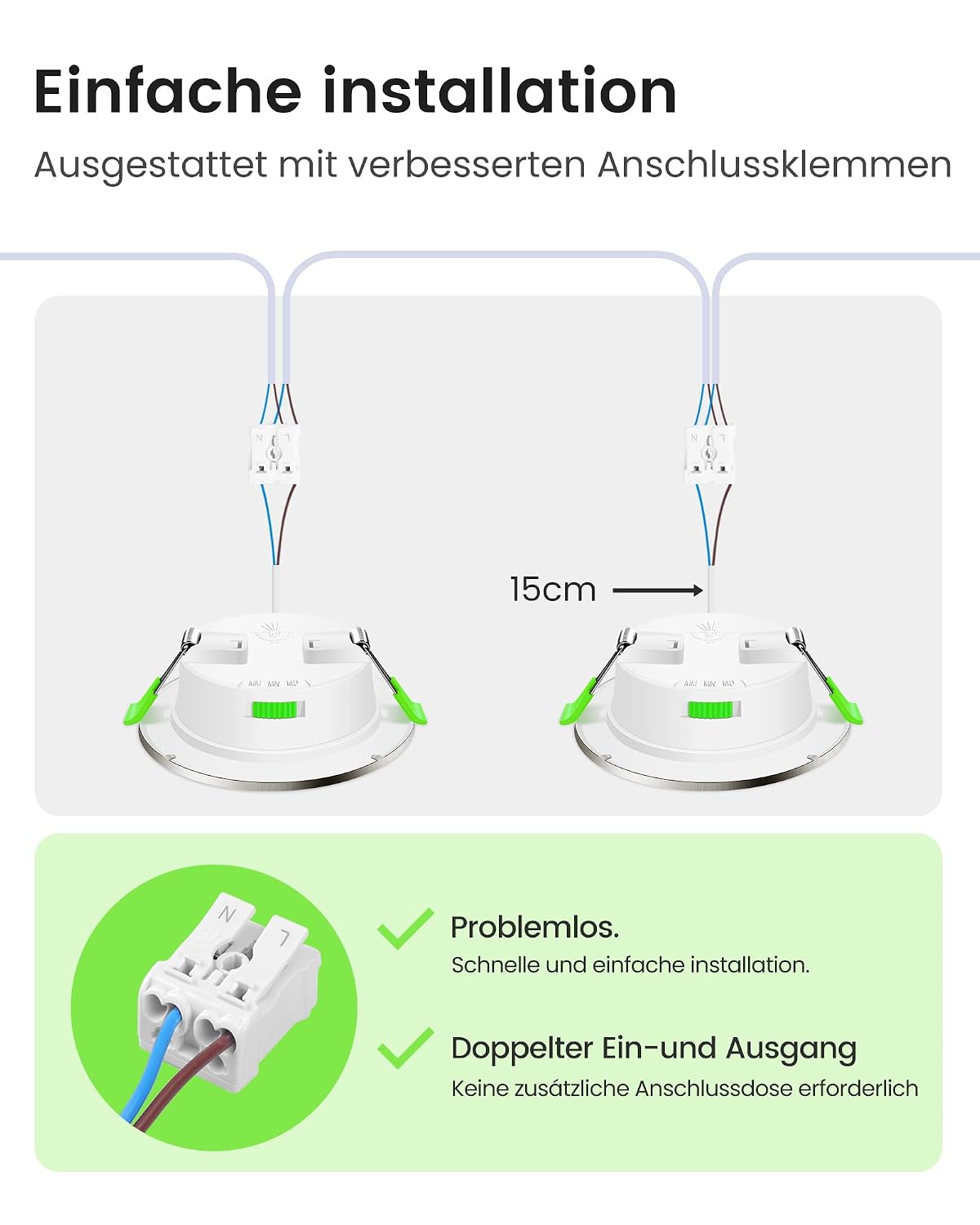 Detalle de ALUSSO LED Einbaustrahler 230V IP44, 4 W dimmbar – 6er Set (Lochmaß 55–68 mm), 3 Farbtemperaturen