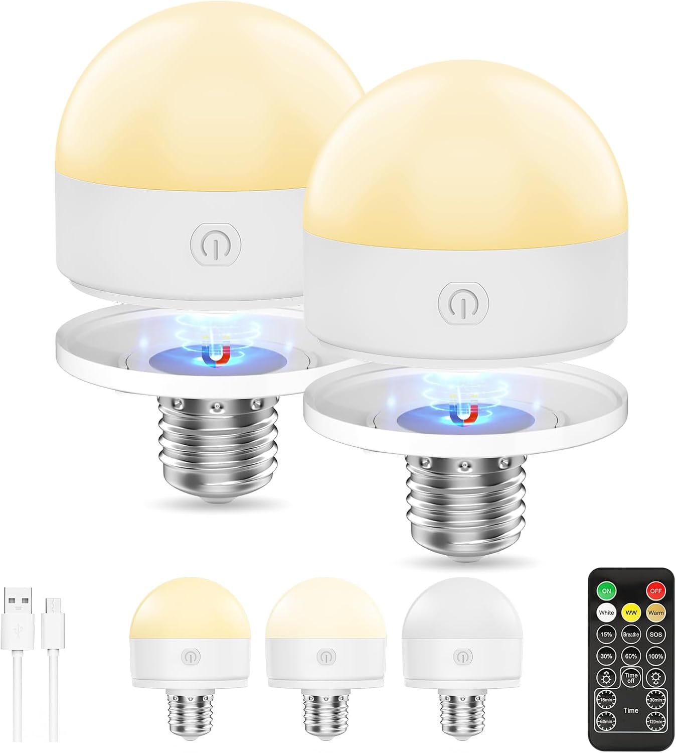 Detalle de Suright Bombilla Recargable USB 2 Pack LED E27