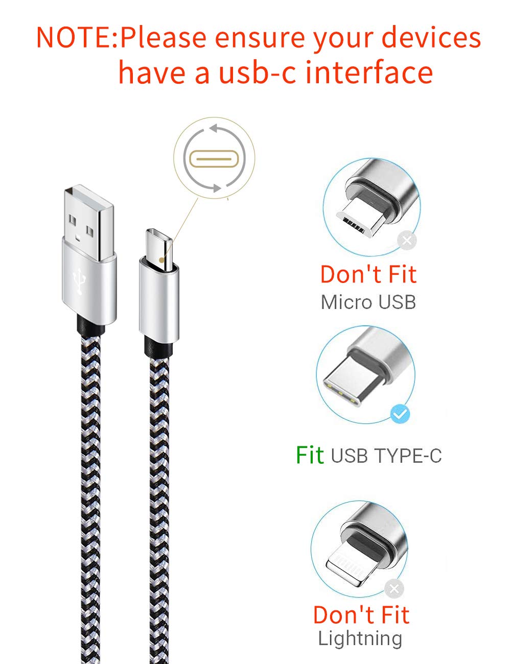 Detalle 2 de Teeind Tpc001 USB C Cable 6ft