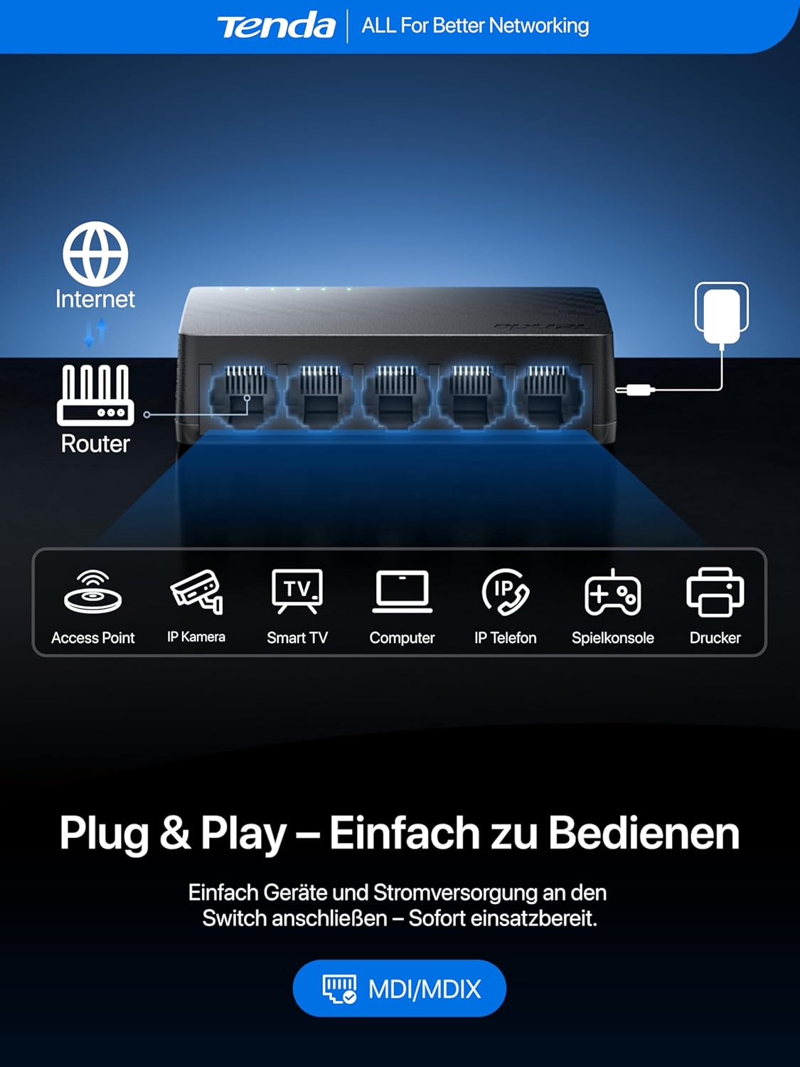 Thumbnail 3 de Tenda SG105 5‑Port Gigabit Switch 📡