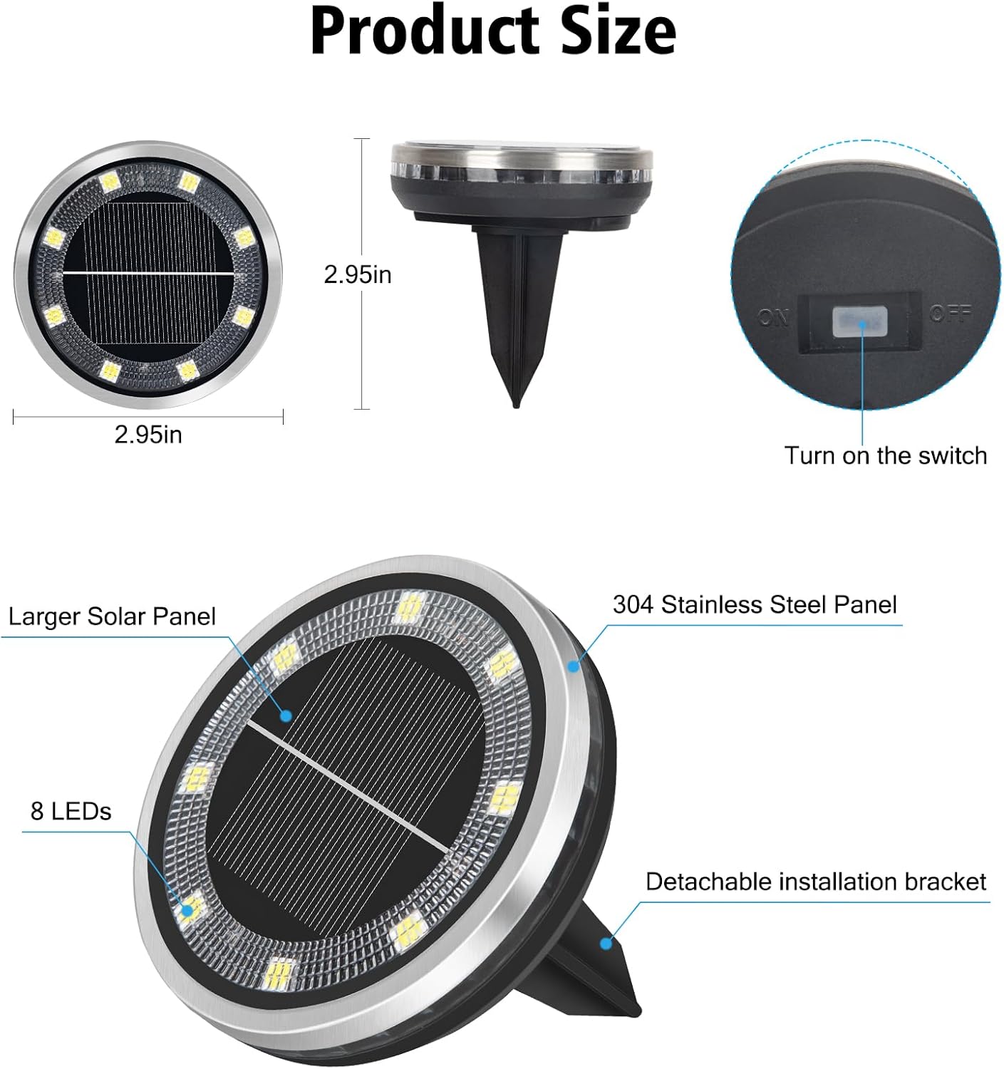 Detalle de ZAIYW 6 Pack Solar Ground Lights: Waterproof LED Pathway Lights for Gardens