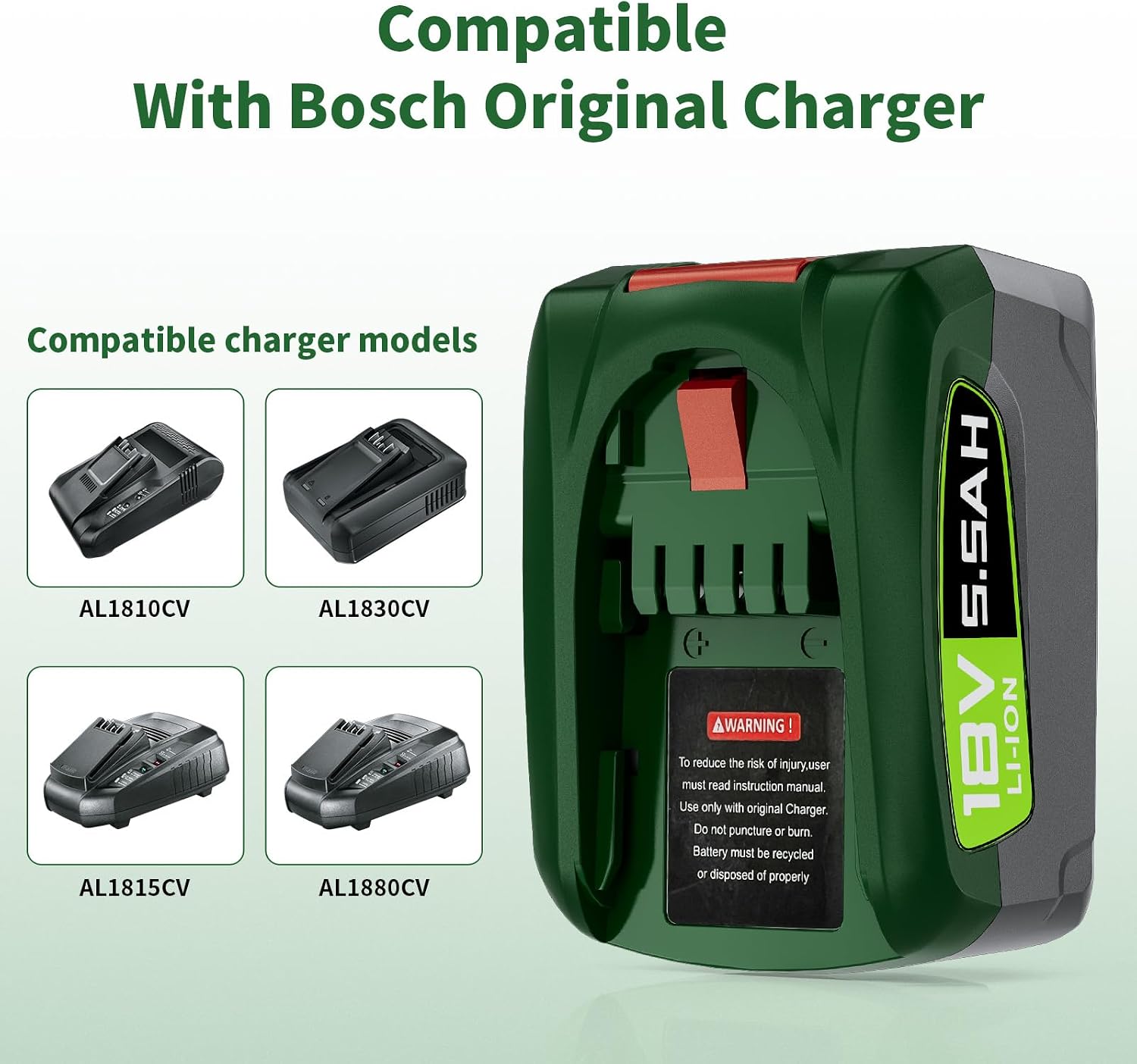 Thumbnail 1 de 2x 18V 5.5Ah Replacement Battery for Bosch | Compatible with Bosch PBA, PSB and PSR series