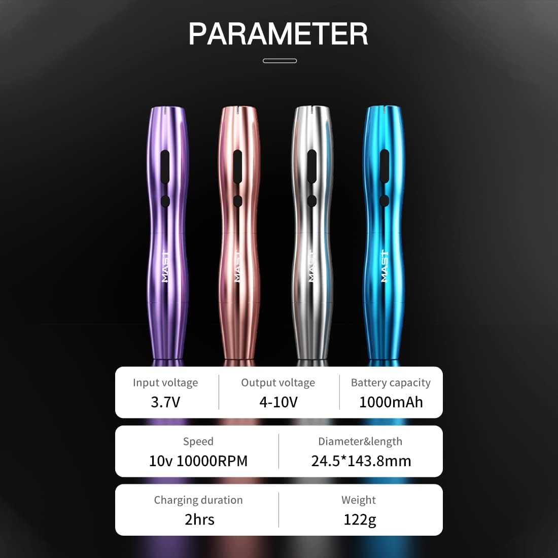 Thumbnail 5 de Mast P20 stylo sans fil de tatouage rotary 2,5 mm – avec 2 batteries et écran OLED