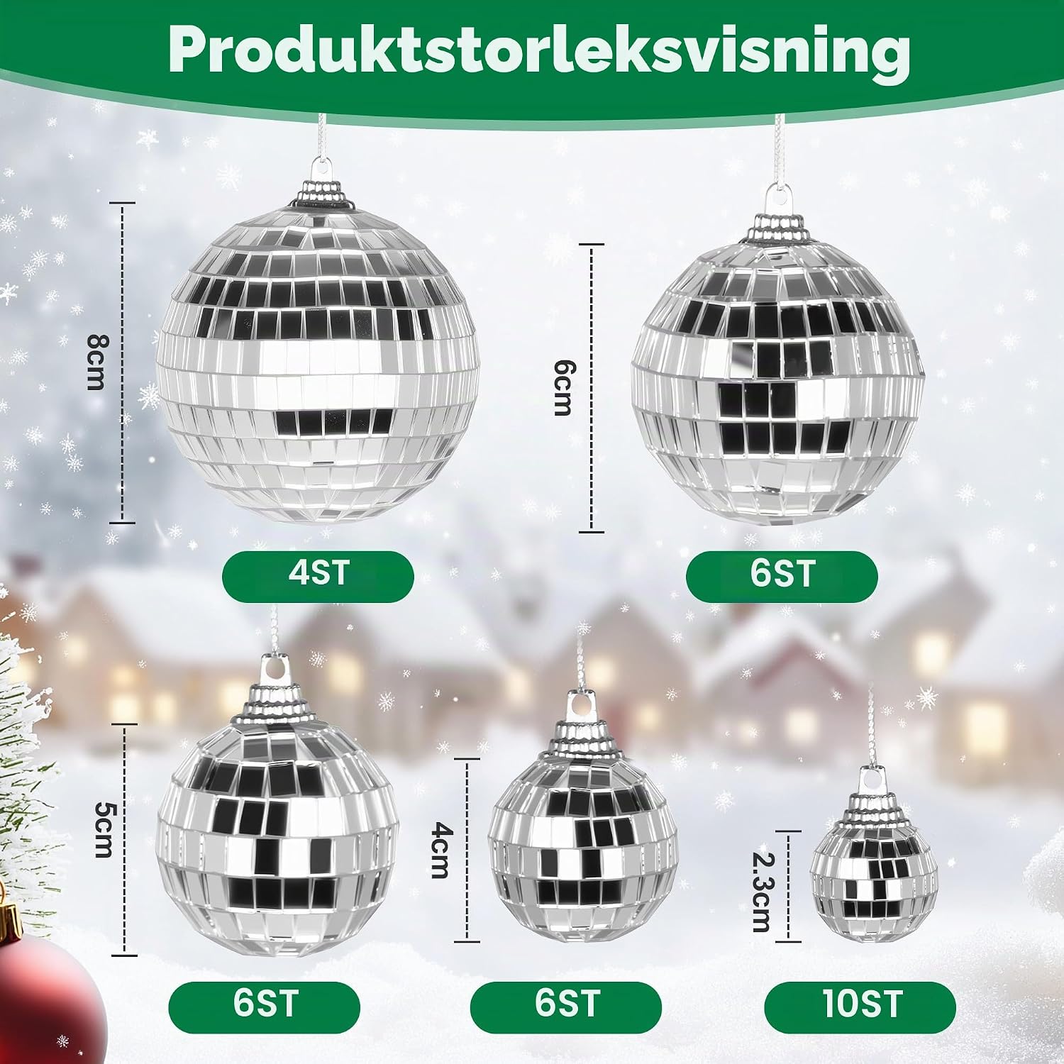 Detalle de ACOMTUO hängande discokulor, 32 spegelbollar i fem storlekar