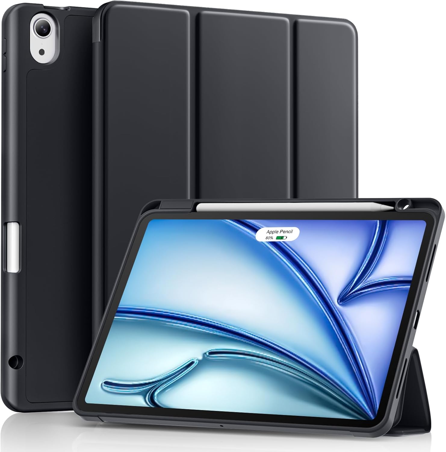 Detalle de Akkerds Case for iPad Air 11 Inch (M4/M3/M2) and iPad Air 5th/4th Gen 10.9 Inch with Pencil Holder – Black