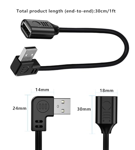 Detalle de LANMINGLEL Cavo di prolunga USB 2.0 90° maschio–femmina, 0,3 m, 2 pezzi (sinistra e destra)