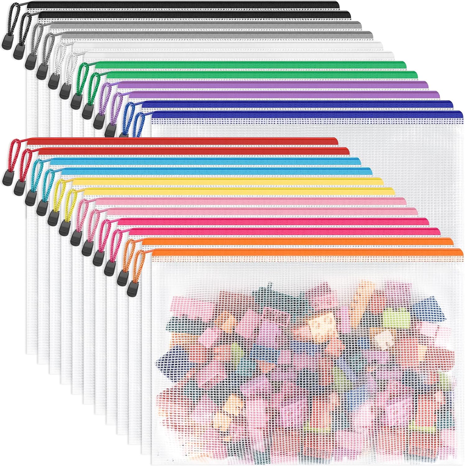 Detalle de Umriox Mesh Zipper Pouches, 24-Pack