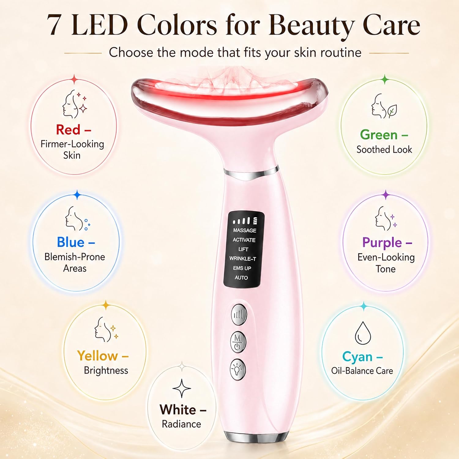 Detalle de GIHWRRI Face Massager 7-Color Face Sculpting Tool with Heat and Vibration