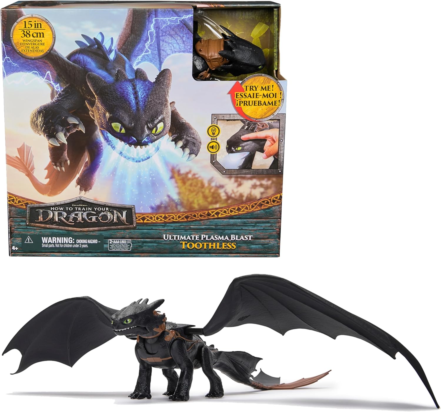 Figurine articulée interactive Krokmou « Plasma Blast » DreamWorks Dragons (38 cm) – cadeau enfant dès 4 ans
