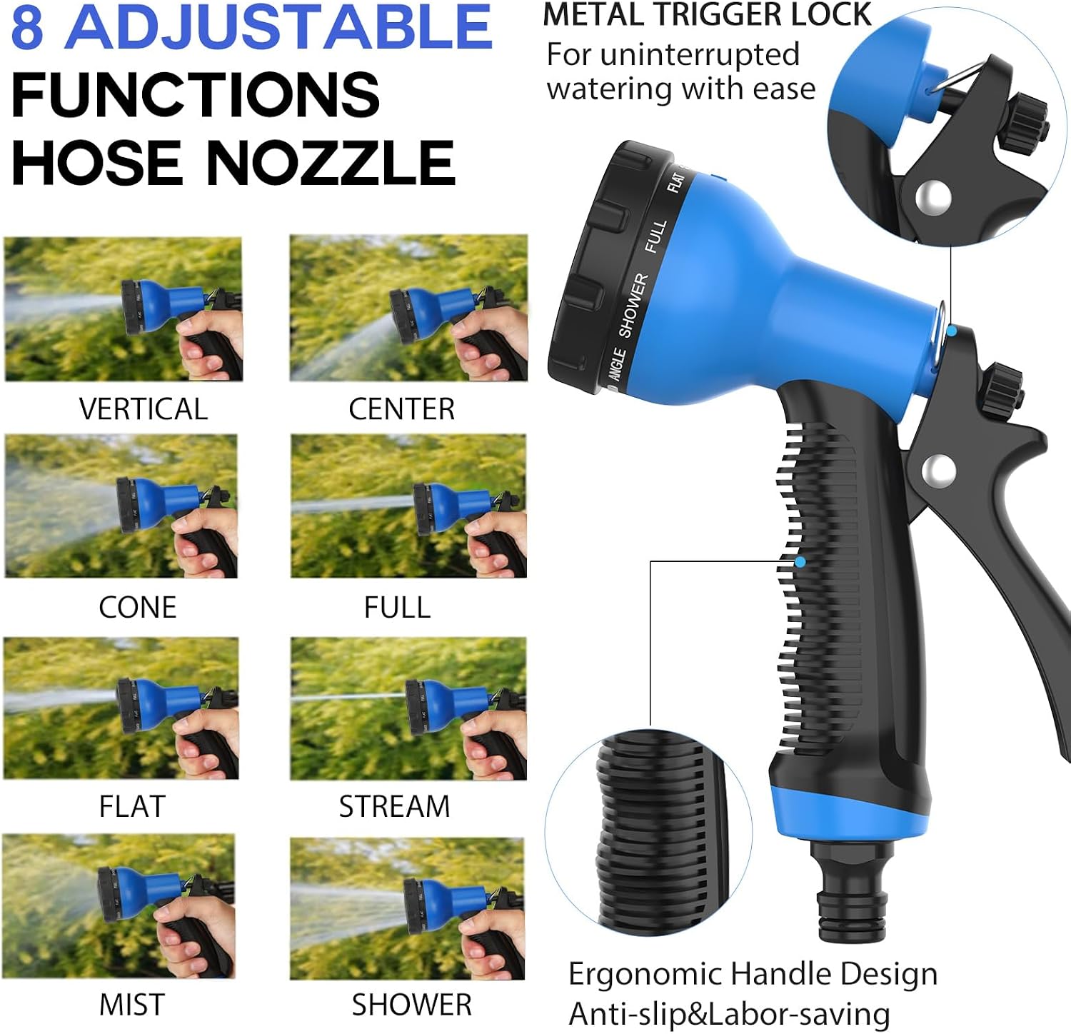 Detalle de 100FT Expandable Garden Hose with 8-Function Spray Gun