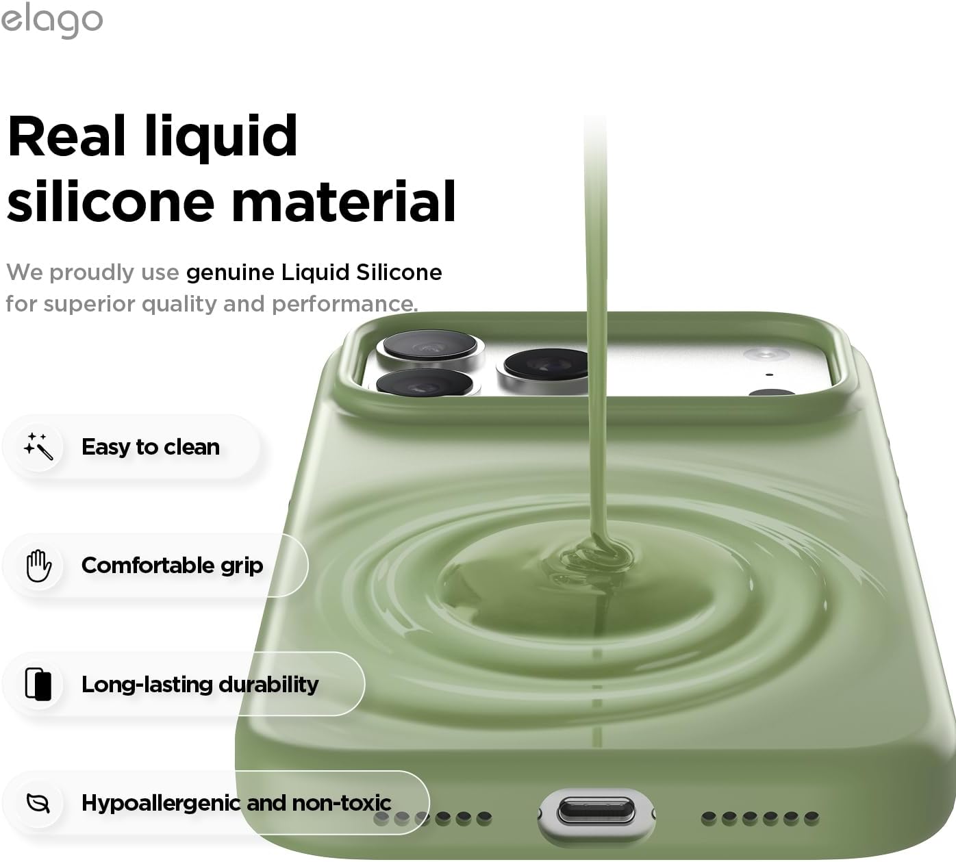 Thumbnail 5 de elago Magnetic Silicone Case for iPhone 17 Pro Max (6.9”) – Cedar Green, MagSafe-compatible slim protective cover