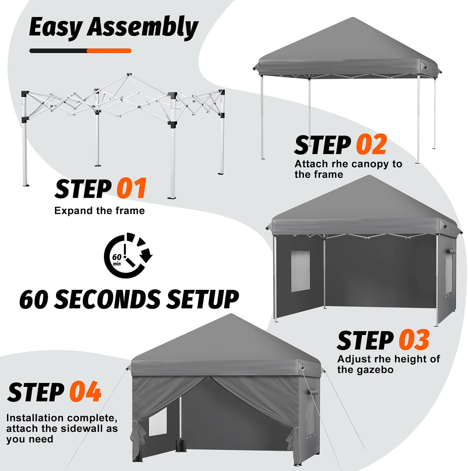 Thumbnail 4 de Gazebo with Sides 3m x 3m: Upgraded 420D Heavy Duty Event Shelter
