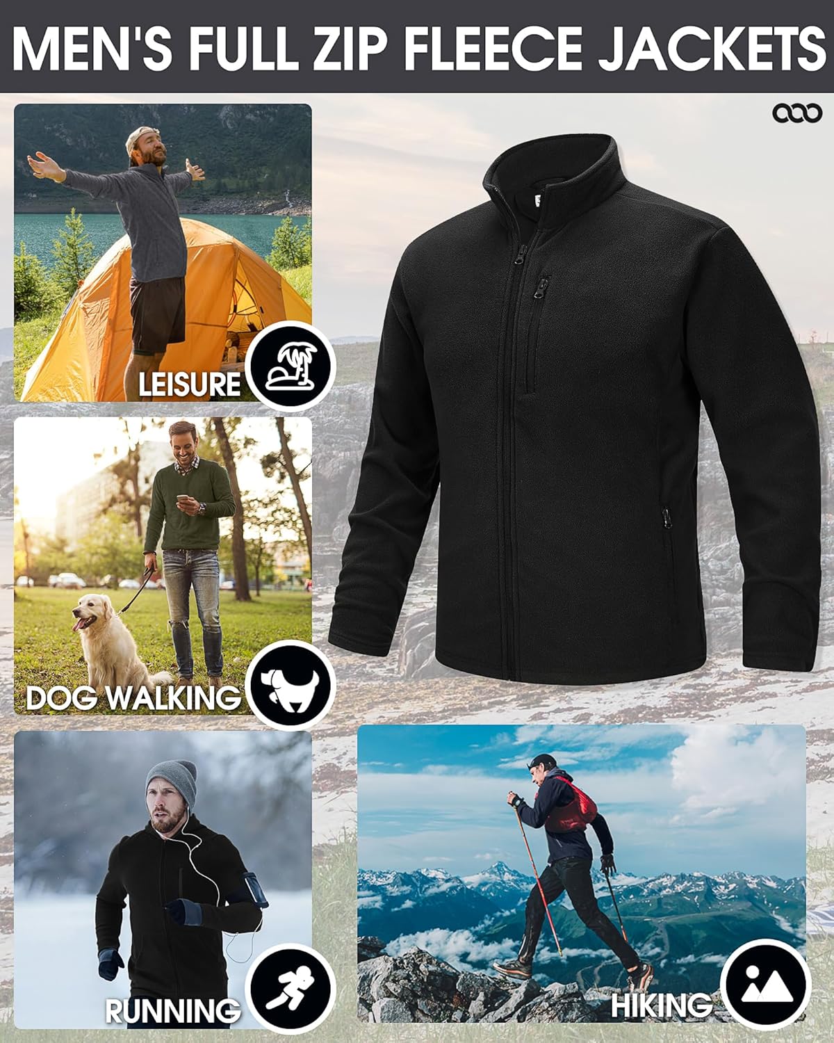 Detalle 2 de 33,000ft mens fleece jacket 2-way warm
