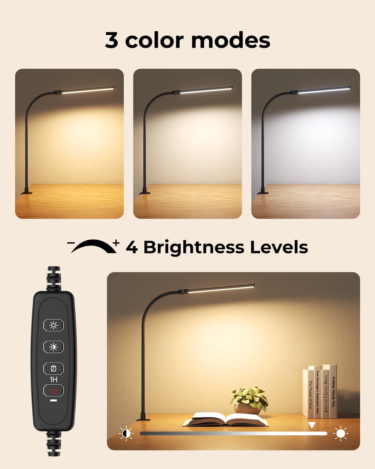 Detalle 1 de LED Desk Lamp with Clamp, 26.8-Inch