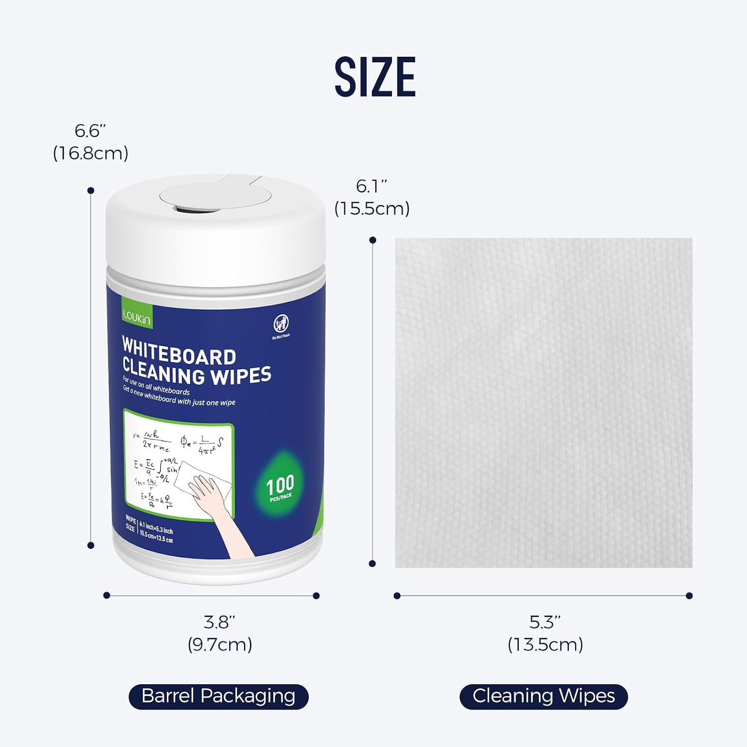 Detalle 2 de Loukin Whiteboard Cleaning Wipes – 100 Wipes per Canister