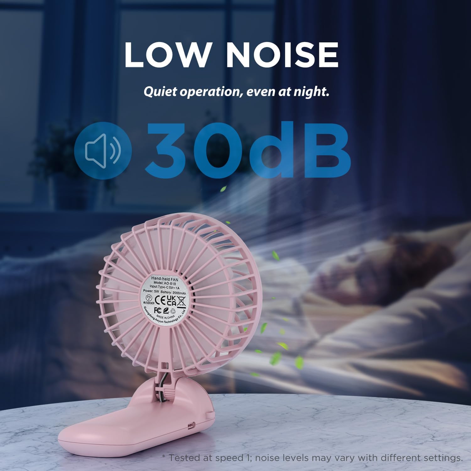 Thumbnail 5 de Lepwings Portable Mini Handheld Fan – 16-Hour USB Rechargeable Neck Fan (Pink)