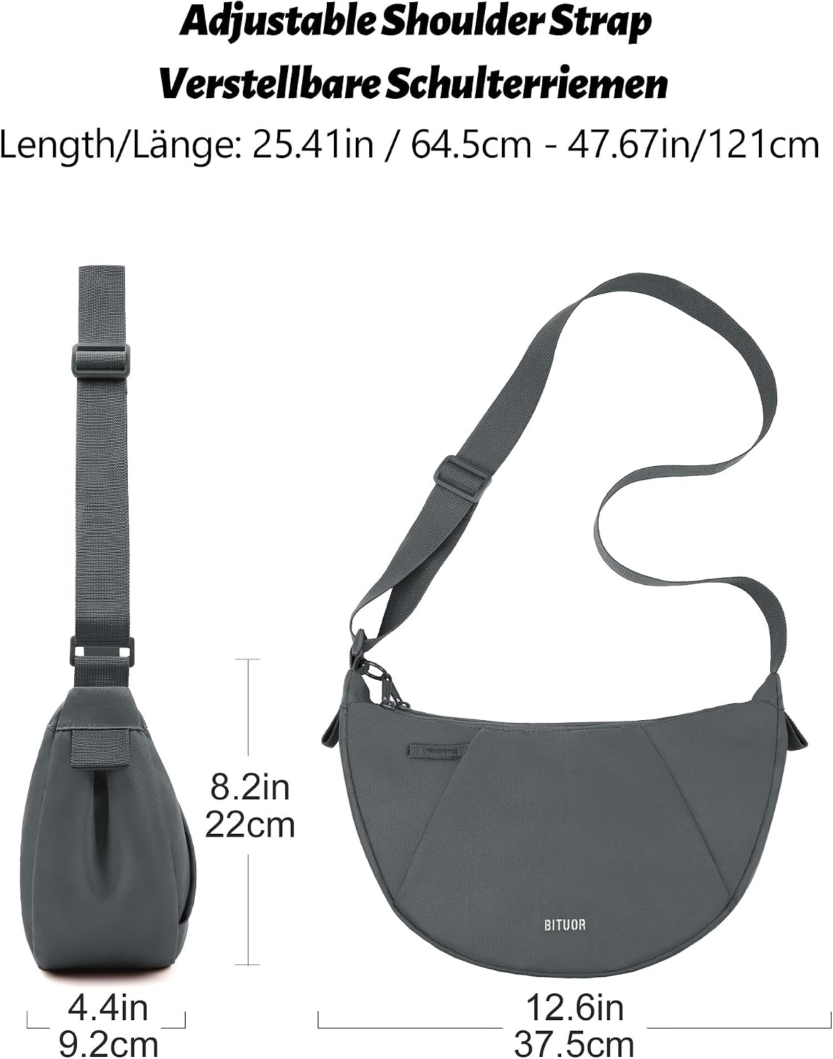Thumbnail 2 de BITUOR Umhängetasche Halbrunde Schultertasche – Wasserabweisend, Diebstahlschutz, kompakt & vielseitig