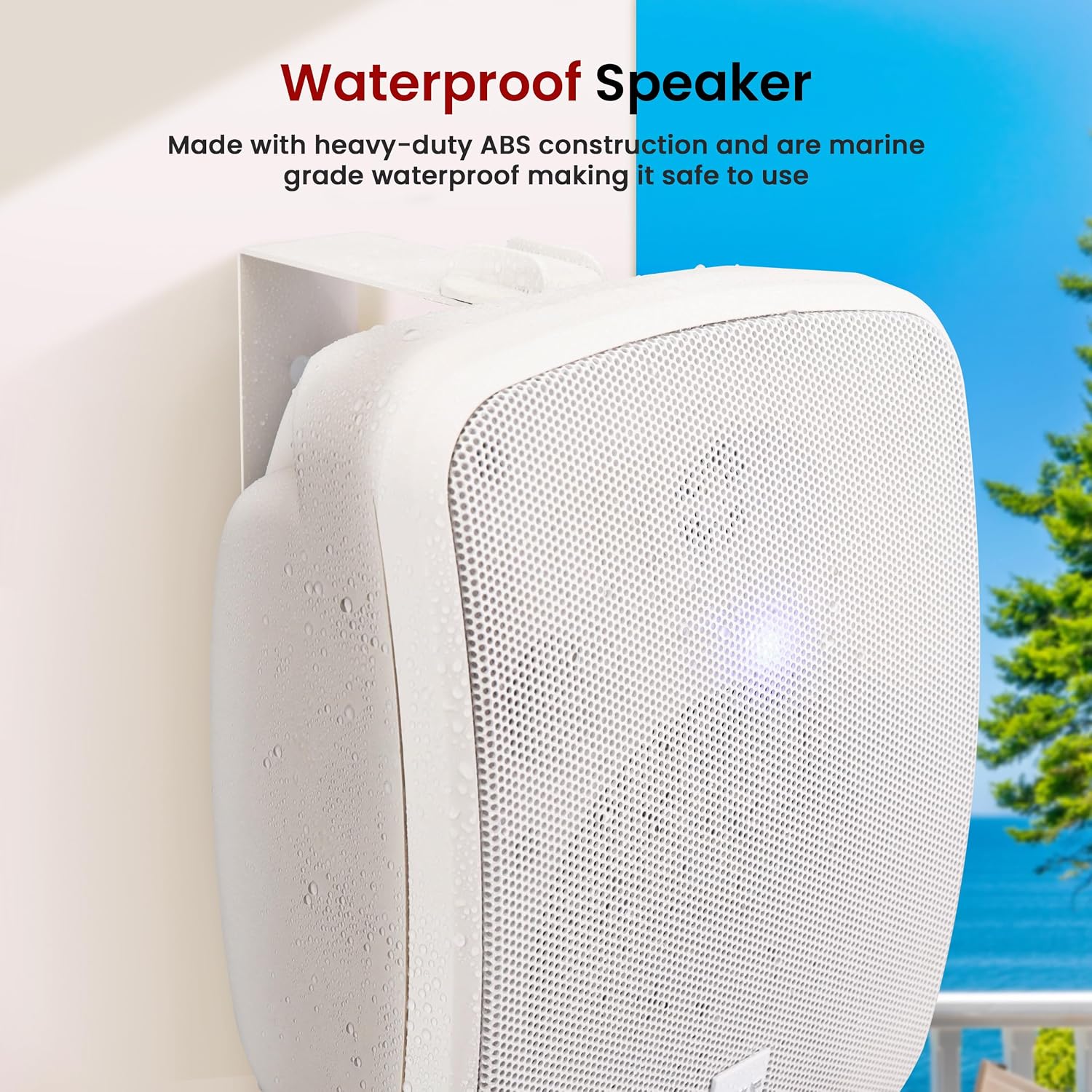 Detalle de Pyle Outdoor Bluetooth Speakers Pair – 13.3 cm 2-Way Weatherproof Wall/Ceiling Mount, 600W