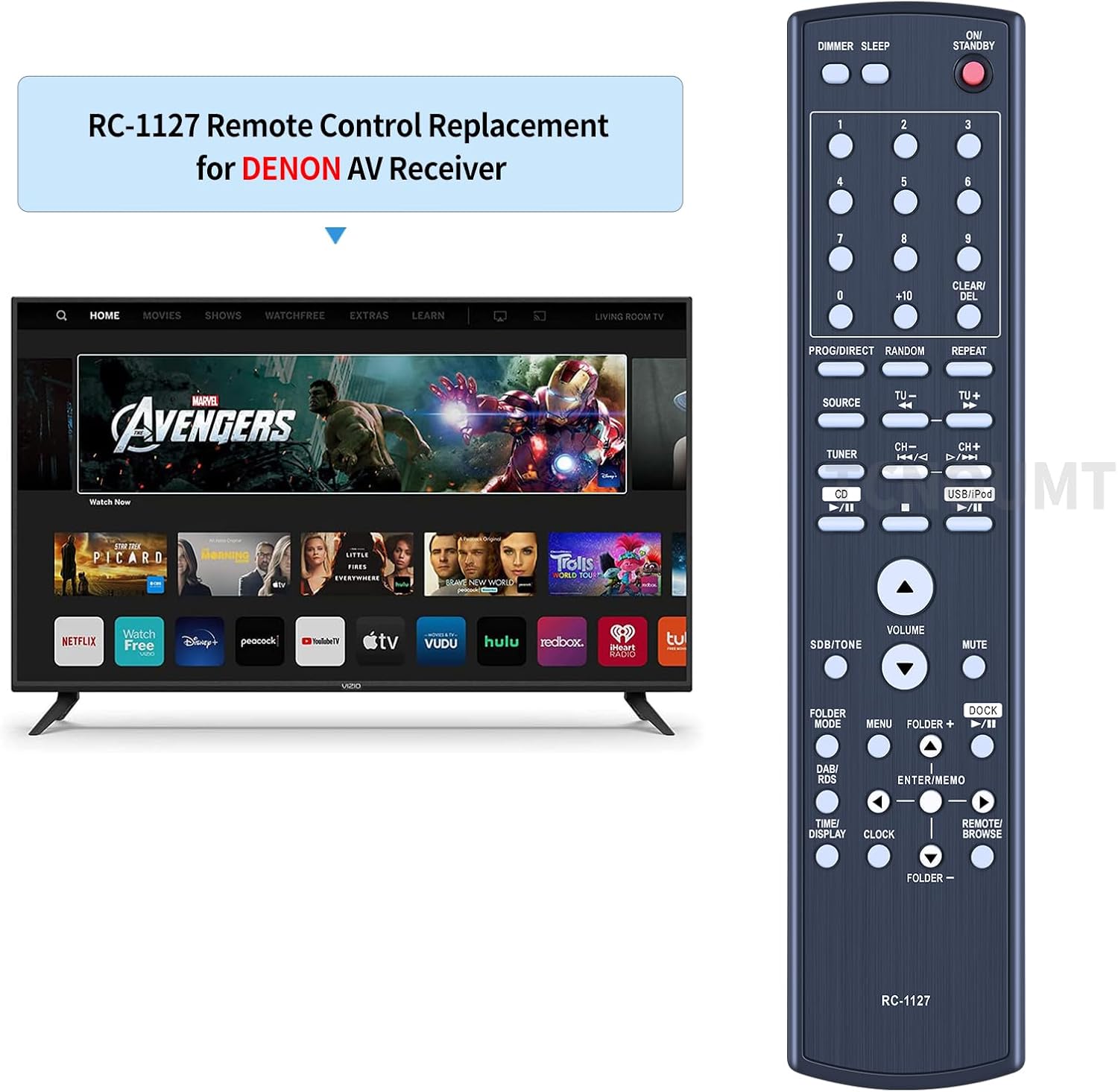 Thumbnail 1 de TCNOUMT RC-1127 Remote Control Replacement for Denon DM38 Series