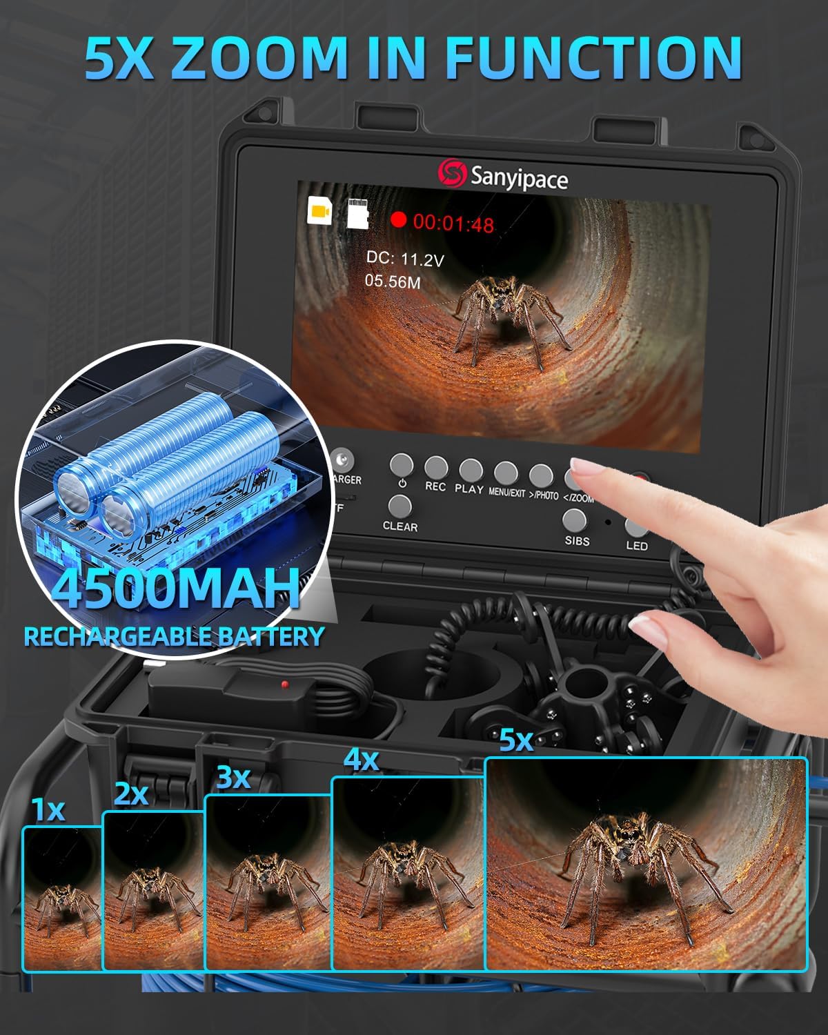 Thumbnail 5 de Sanyipace Drain Inspection Camera 50M with Self-Leveling and 9-Inch Screen