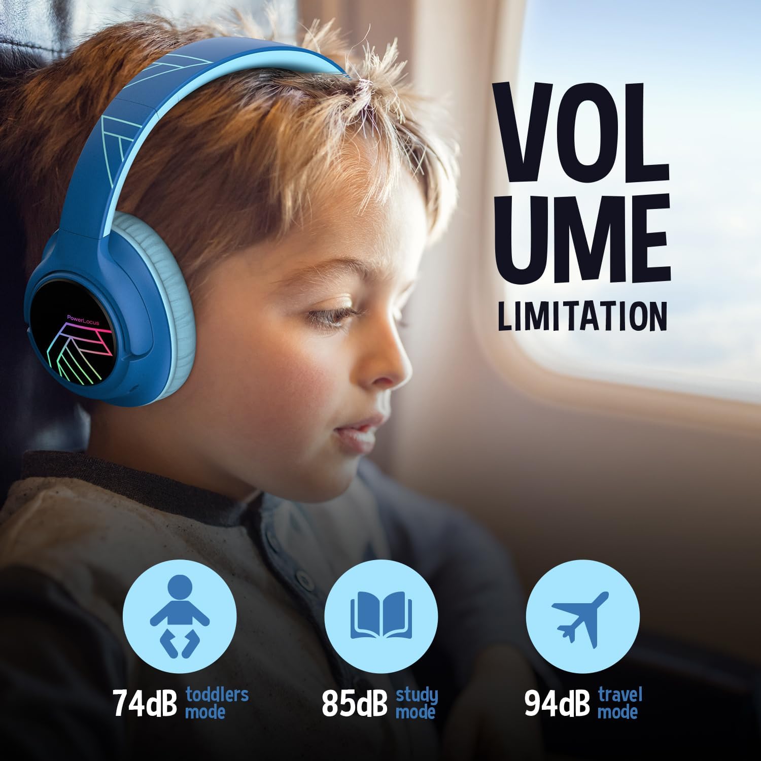 Thumbnail 3 de PowerLocus Cuffie Bluetooth per Bambini e Ragazzi – Over Ear Pieprägabili con Volume Limitato e LED