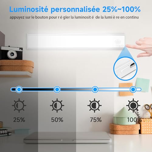 Thumbnail 2 de Reglette LED Sous-Meuble Cuisine 24 cm Haokiang (2 Pack) – Détecteur de Mouvement, 6500K, Rechargeable USB