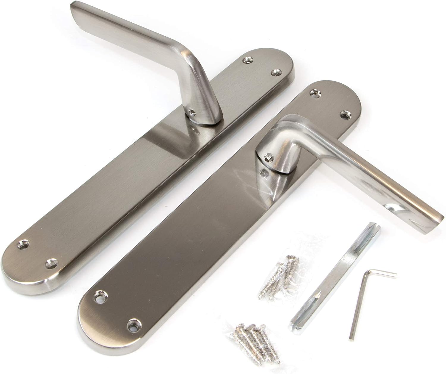 Thumbnail 3 de Emuca Poignée de porte intérieur avec plaque – 43x250 mm, Aluminium et zamak, Nickel satiné