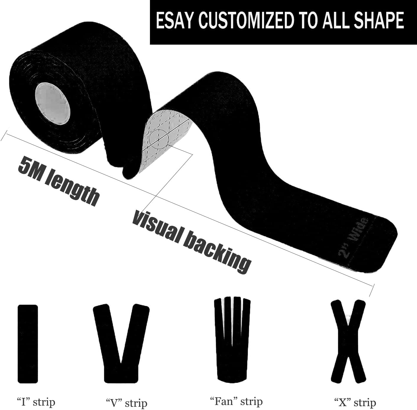 Thumbnail 2 de Kinesiology Tape Precut (3 Rolls, 60 Strips) Waterproof Sports Tape for Athletes
