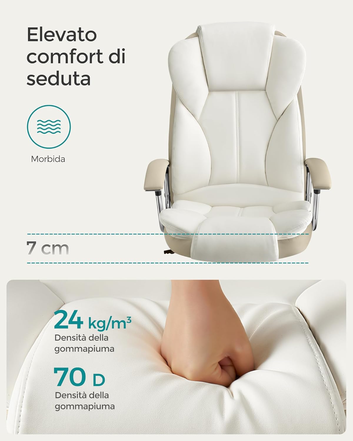 Thumbnail 3 de SONGMICS Sedia da Ufficio OBG057W01: comfort regolabile per studio e scrivania
