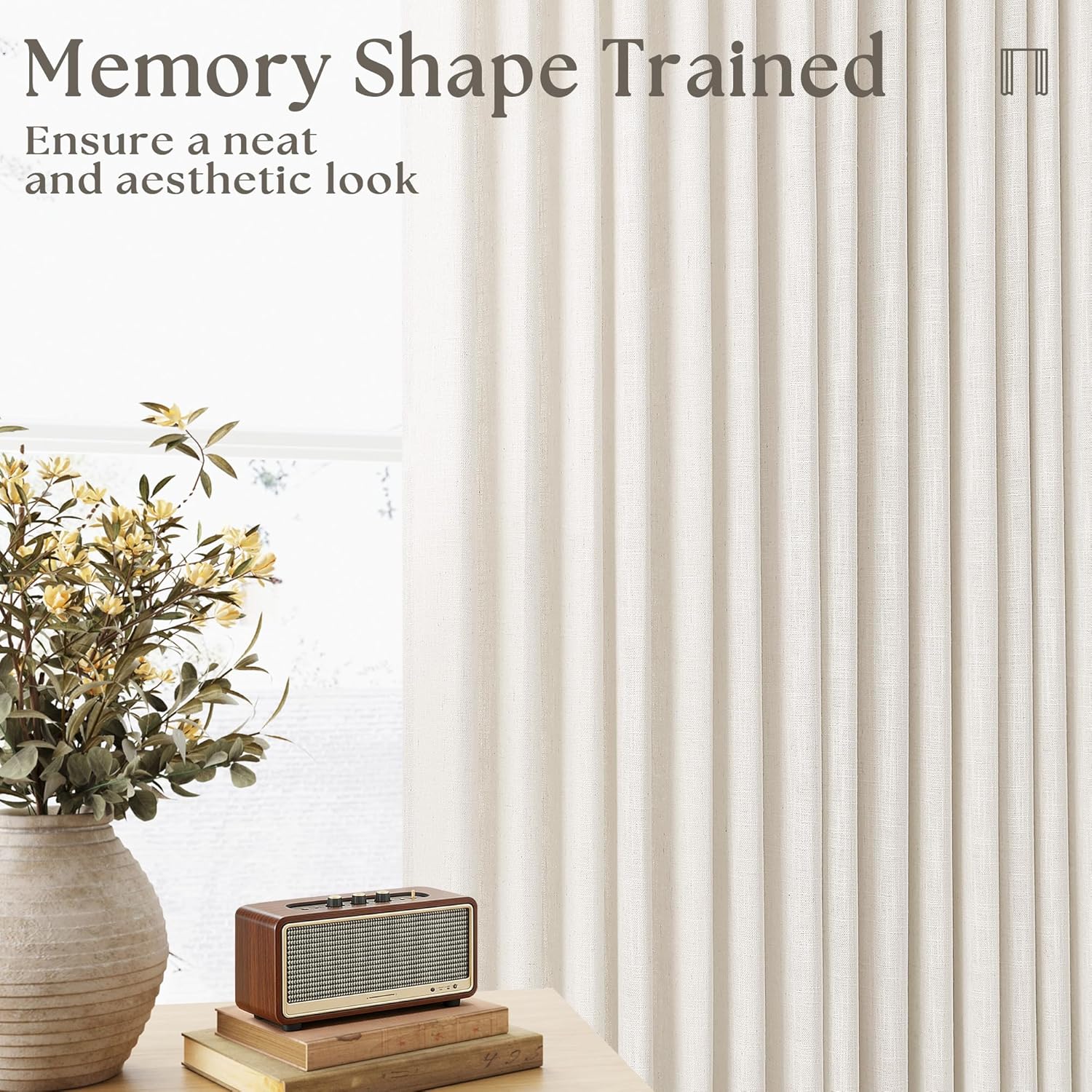 Thumbnail 6 de Neutral Linen Pinch Pleat Curtains 105 in