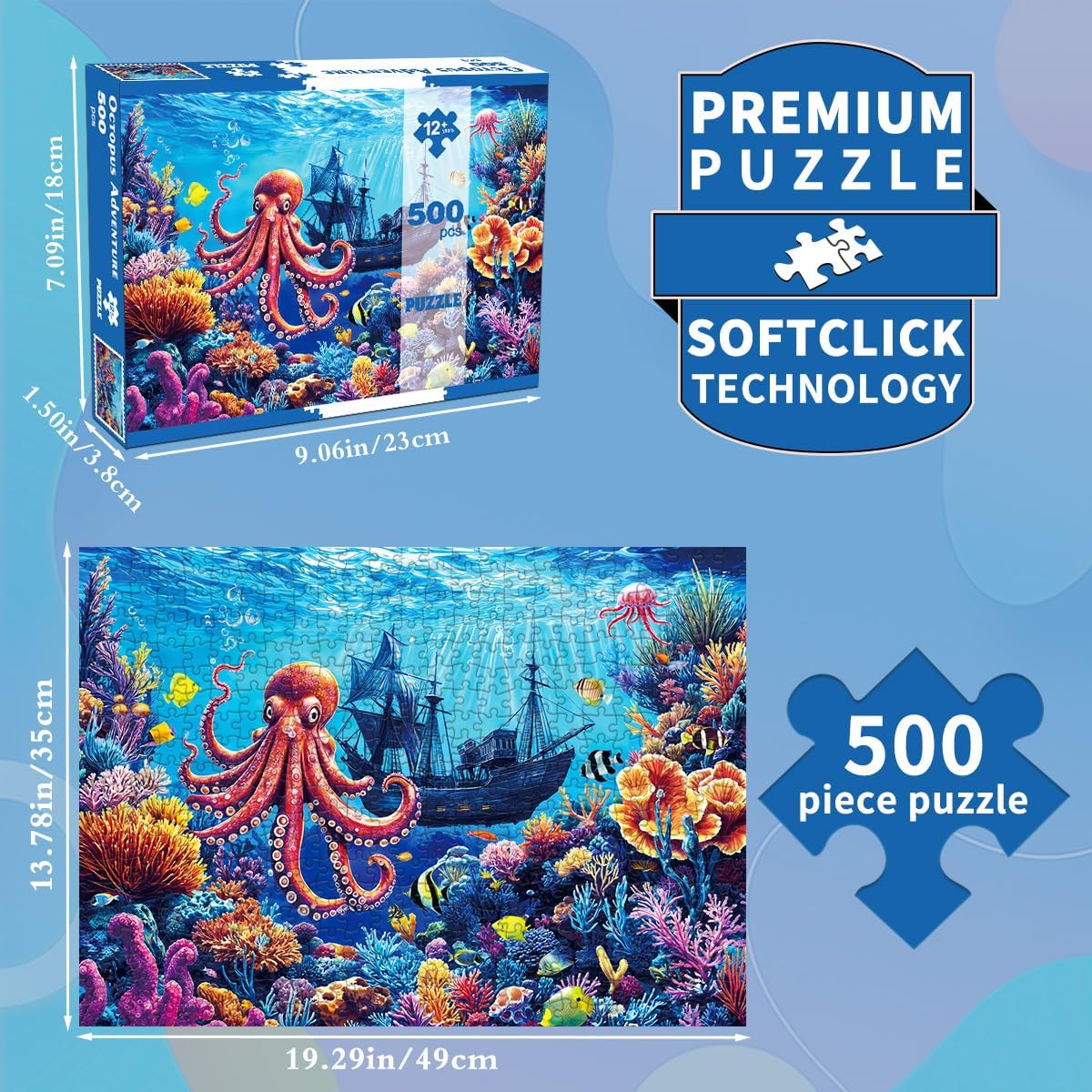 Detalle de Puzzles 500 Pieces for Adults – Thrilling Deep Sea Expedition (49 x 35 cm)