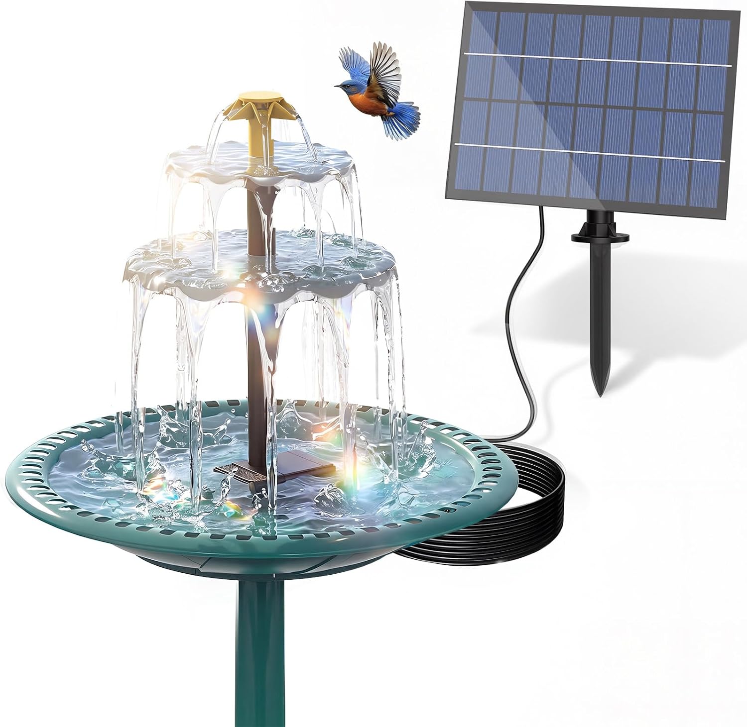 Thumbnail 6 de AISITIN Solarbrunnen für Draussen – 6 Düsen, DIY Vogelbad & Gartenwasser-Spiel